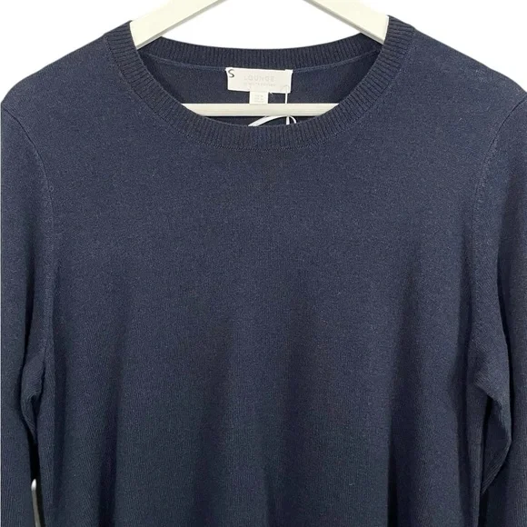 The White Company Tie Waist Lounge Sweater with Cashmere Wool Navy Blue NWT - Picture 6 of 15